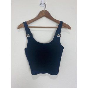 TopShop Ribbed Cropped Tank Top Black Size 8